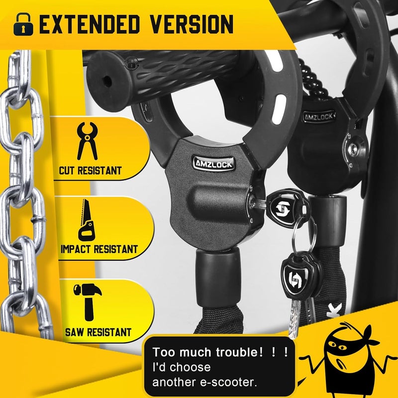 AMZLOCK Electric Scooter Lock Anti Theft, Scooter Accessories, Heavy Duty 5/16" Chain Lock 29.5" with Scooter Bag, for Scooter, Motorcycle, Electric Bike, Gate - Image 5